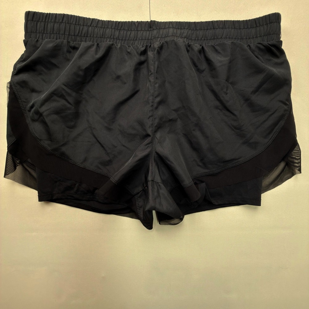 RBX Active Shorts Womens XL Mesh Trim Double Layer Black Solid Regular Modern